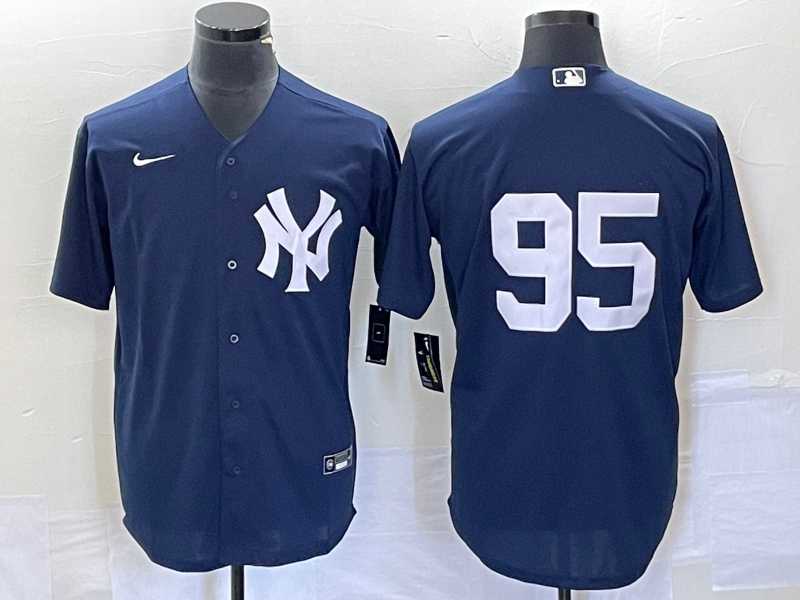 Men%27s New York Yankees #95 Oswaldo Cabrera Navy Blue Cool Base Stitched Baseball Jersey